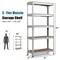 5-Tier Metal Storage Shelf with Adjustable MDF Boards Ideal for Garage or Utility Room